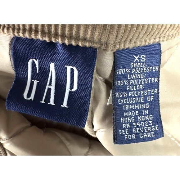 Vintage Gap Jacket Women XS Beige Quilted Corduroy Collar Snap Buttons - Picture 6 of 10